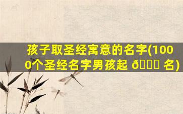 孩子取圣经寓意的名字(1000个圣经名字男孩起 🐝 名)